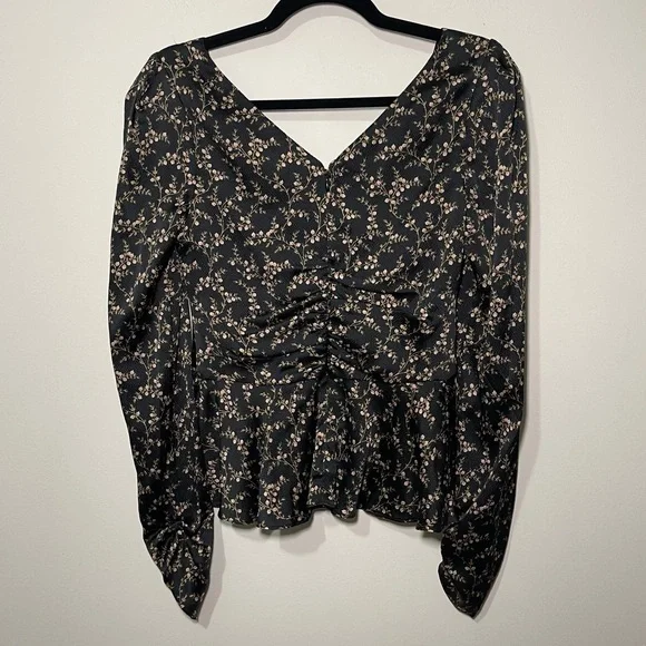 Jonathan Simkhai Women’s Black micro Floral Sweetheart Peplum Blouse blouse in S - Picture 8 of 9